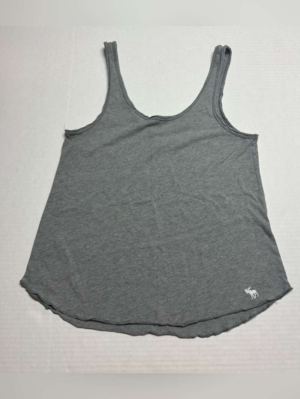 Vintage Abercrombie & Fitch Scoop Neck Tank Top In Gray Moose Logo Size: S
